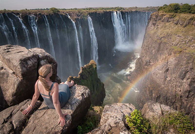 guest observing the Victoria Falls from a vantage point