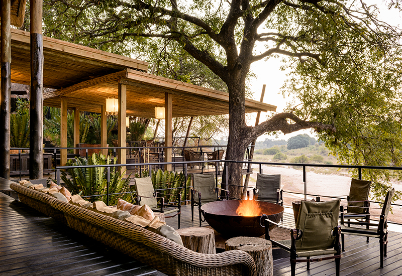 Singita Ebony Lodge guest area with views of the Sand River
