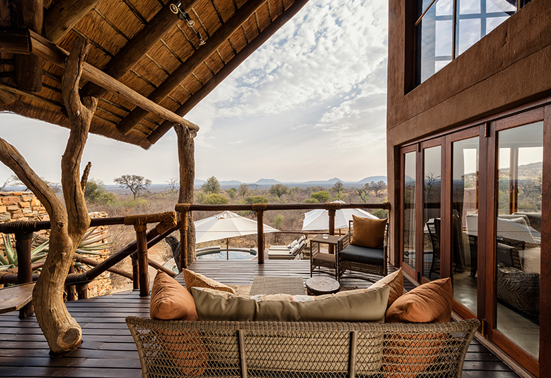 Impodimo Game Lodge viewing deck and swimming pool