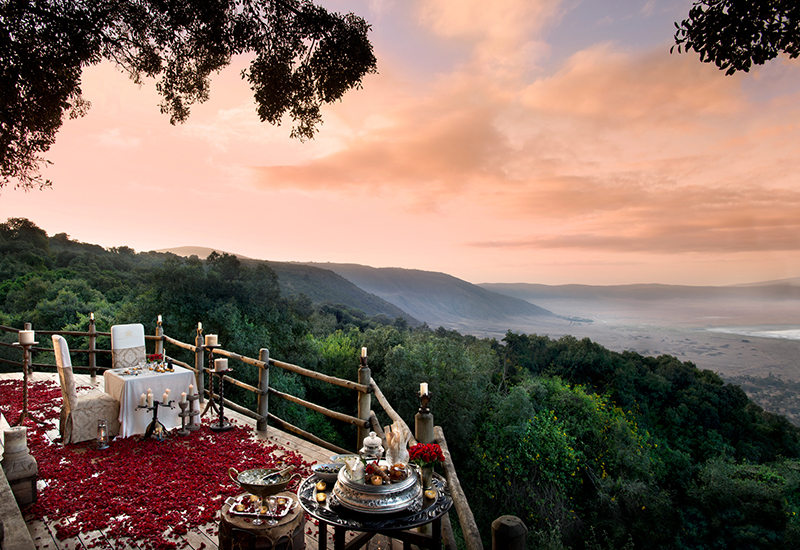 Private dining experience and views at Ngorongoro Crater Lodge 
