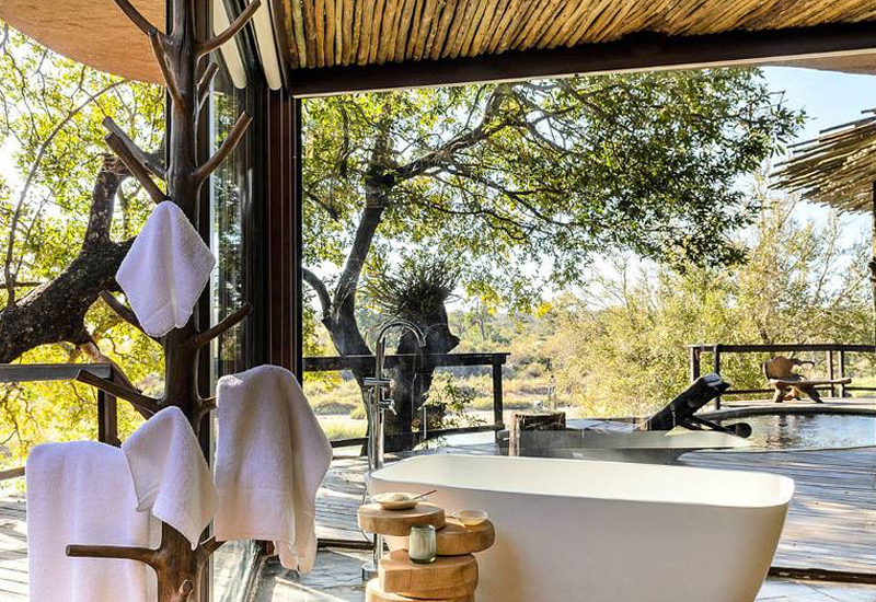 Bath tub and private plunge pool at Singita Boulders Lodge Sabi Sand Game Reserve Best Safari Lodges in South Africa