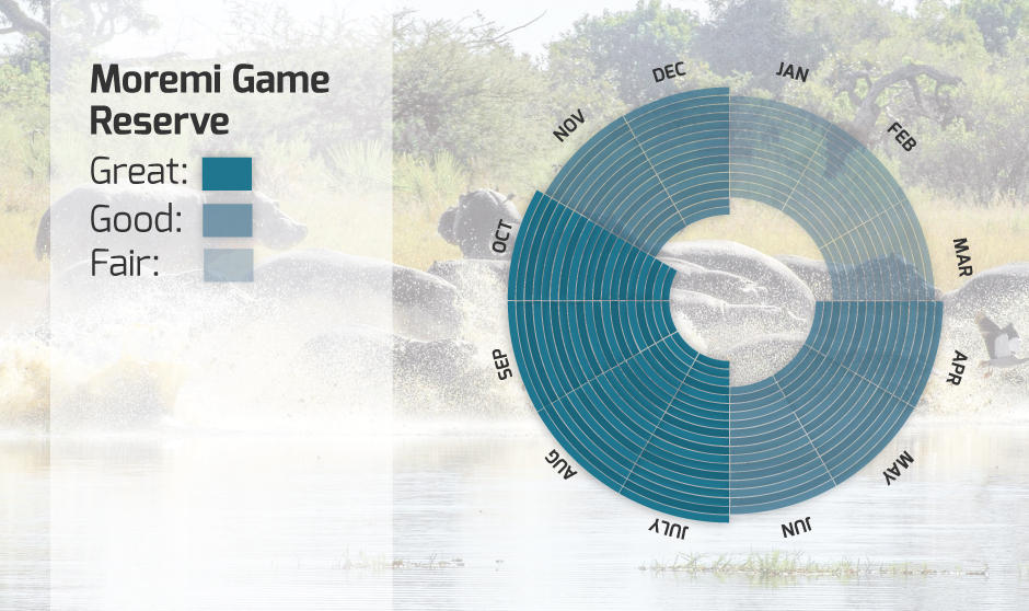 An infographic showwing the best time to visit Moremi Game Reserve