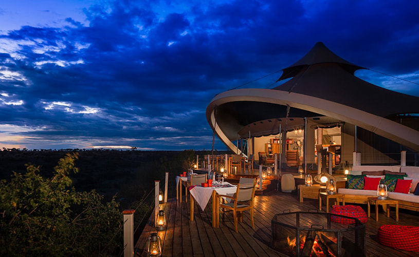 Open-air dining is part of the family-friendly safari experience at Mahali Mzuri
