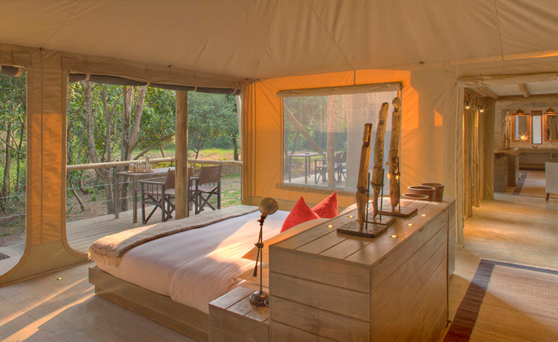 Inter-leading suites at Kichwa Tembo Tented Camp that's ideal for a family safari