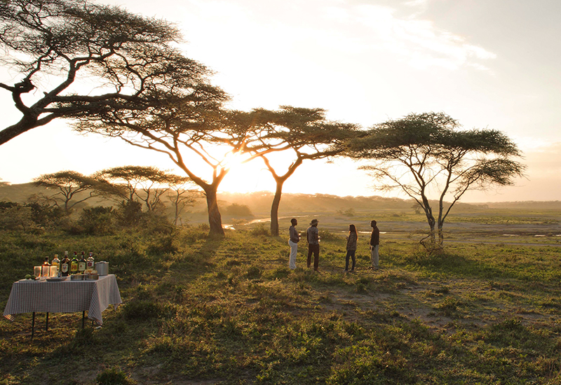 Sundowners in the bush on safari