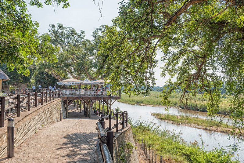 Main area at Skukuza Rest Camp which overlooks the Sabie River. 