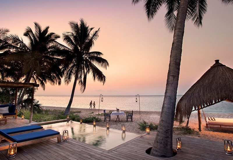 Private dinner on the beach at Azura Benguerra Island