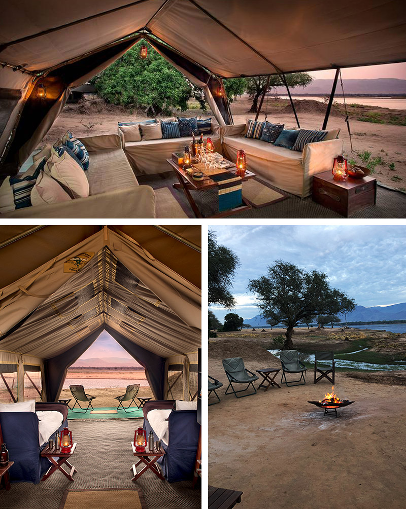 Interior of tent at Zambezi Expeditions - Safari in Zimbabwe