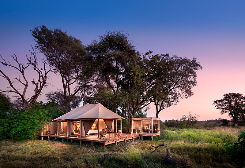 Outside view of a suite at Nxabega Tented Camp