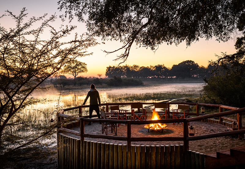 Fire pit and river views at Chief's Camp 