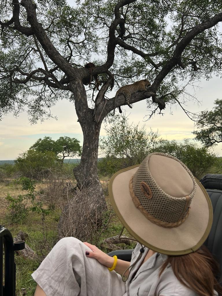 Our guests from California had an incredible stay at Lion Sands Tinga Lodge in the Hinkwenu Residence. Within an hour of landing, they were already on a game drive, spotting a leopard with a kill in a tree