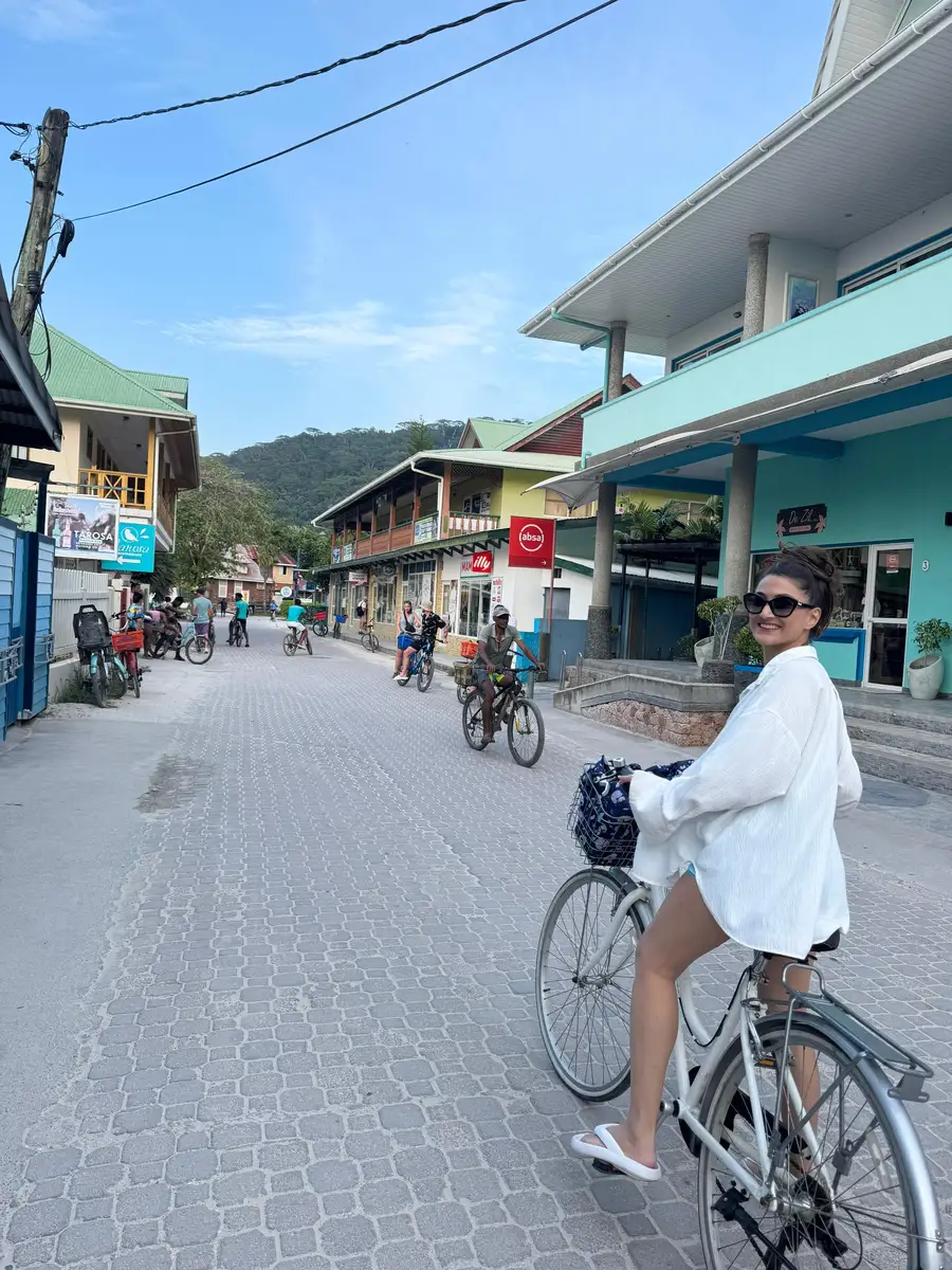 Our CEO at SAFARI.COM and his wife visited La Digue to test their service. They arrived by helicopter, cycled around the island daily, toured all the beaches by private boat, and enjoyed close-up encounters with tortoises.