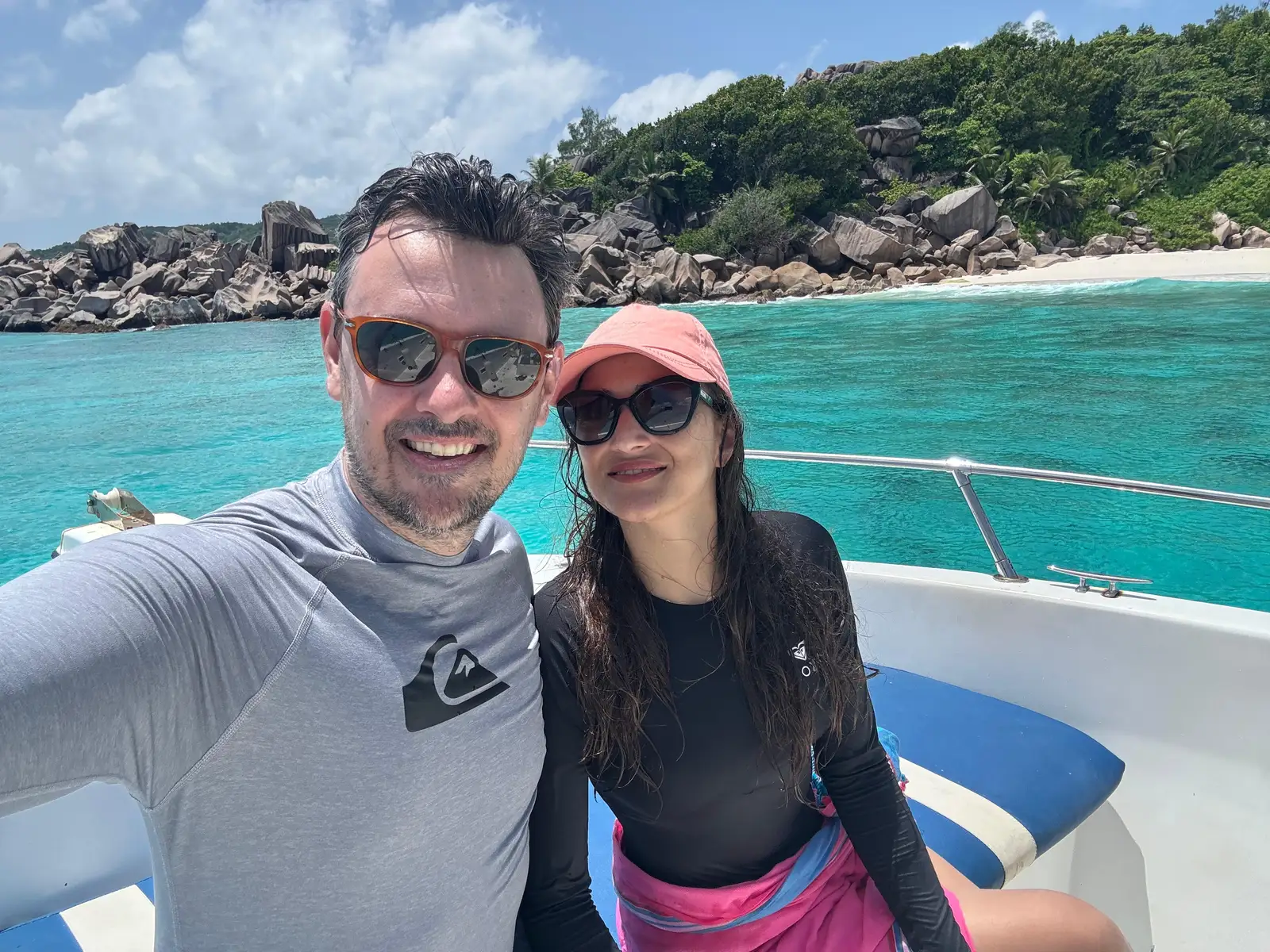 Our CEO at SAFARI.COM and his wife visited La Digue to test their service. They arrived by helicopter, cycled around the island daily, toured all the beaches by private boat, and enjoyed close-up encounters with tortoises.